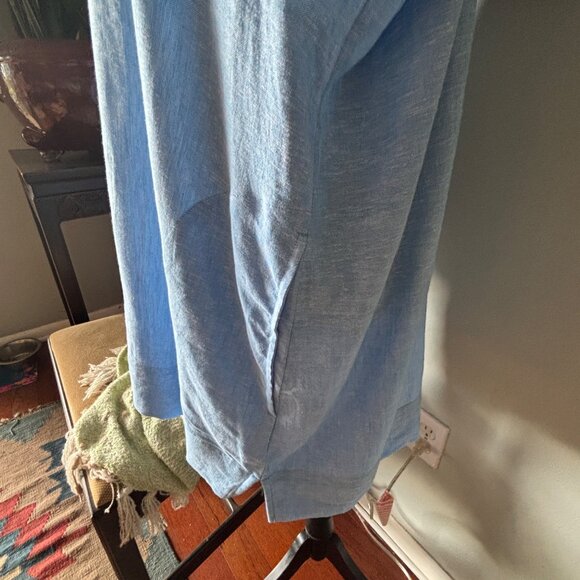 Lands End Womens Light Blue Linen-Blend Tunic Top XL With V-Neck & Side Slits - Picture 7 of 12
